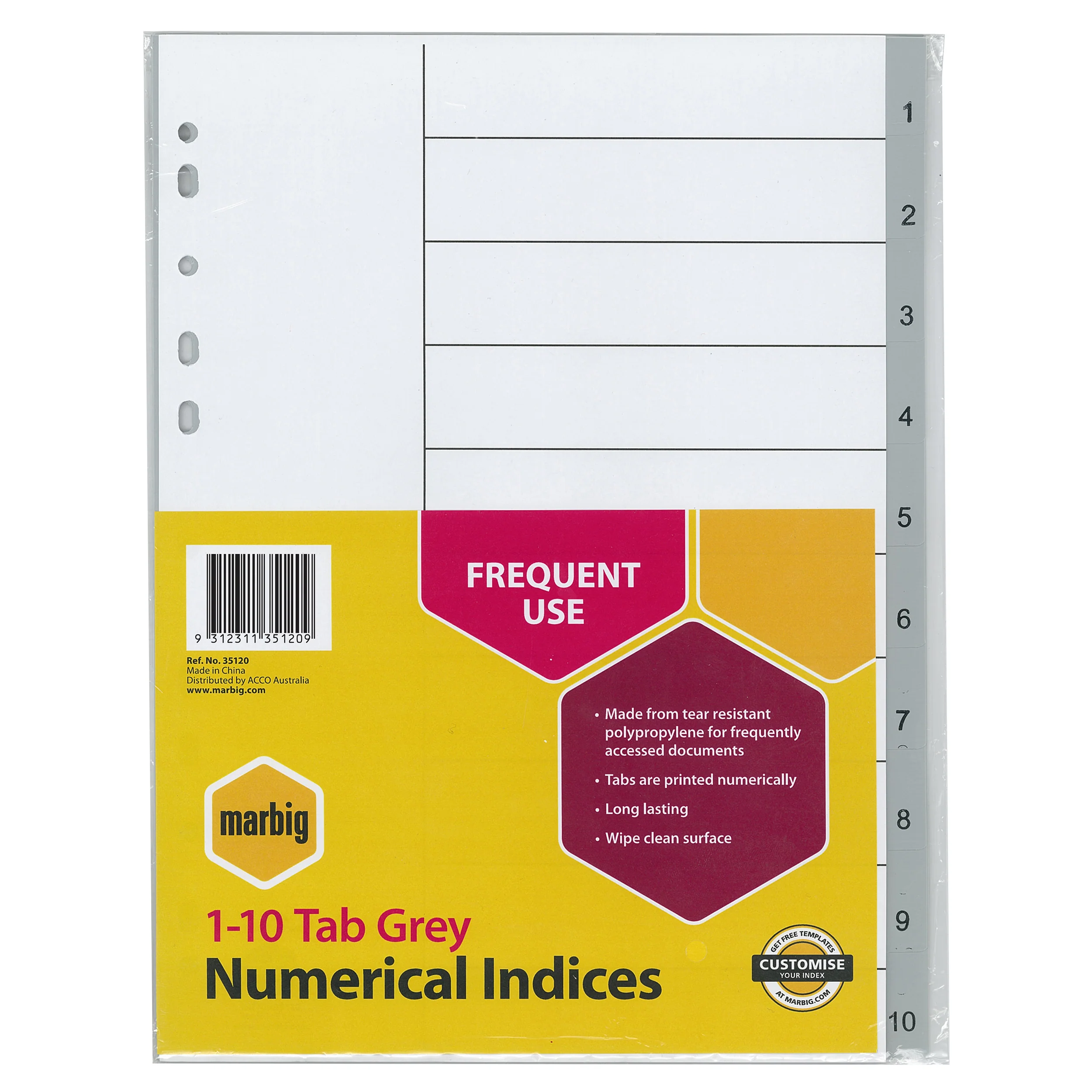 Marbig Indices & Dividers 1-10 Tab Polyprop A4 - Nail Gallerys