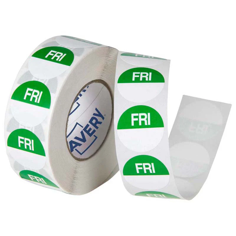 Avery Labels Friday Round Day 24mm Green White 1000 Roll - Nail Gallerys