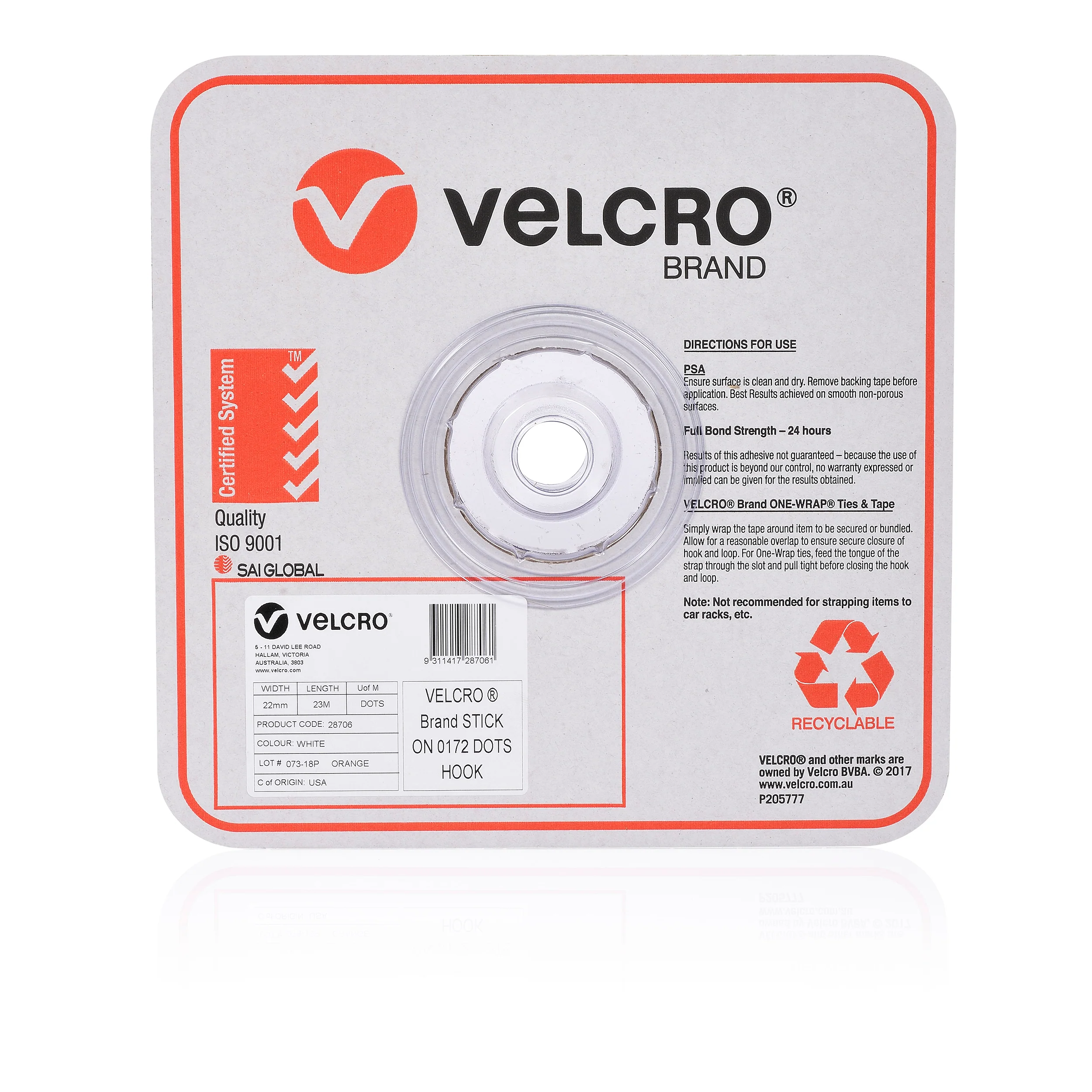 Velcro  Brand Stick On Hook Only Dots 22mm 900 Dots White - Nail Gallerys