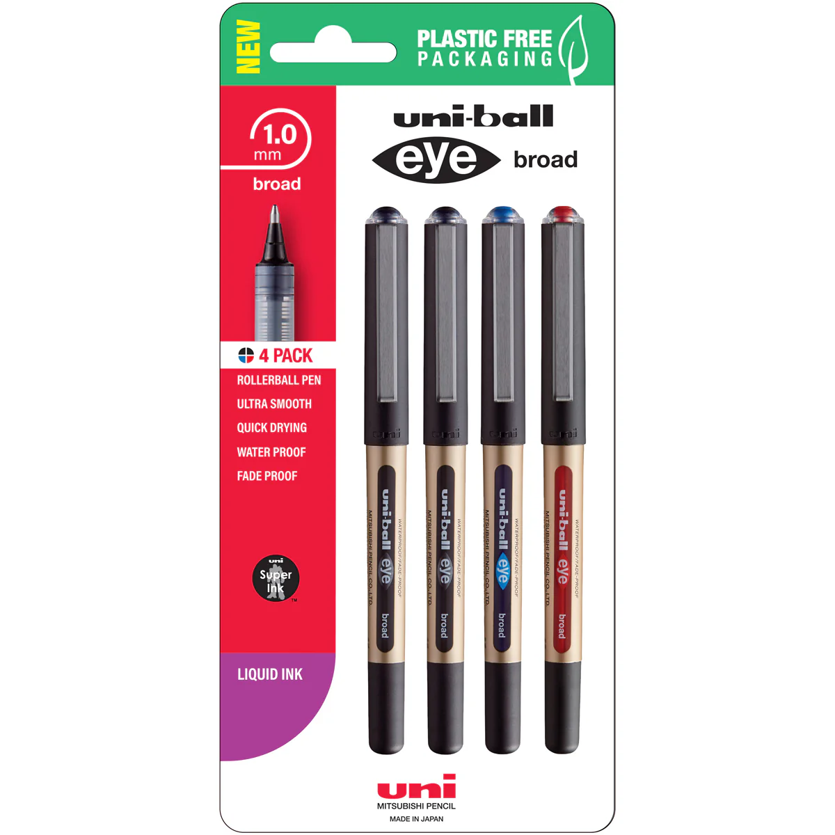 Uni Eye 1.0mm Broad Capped Pens Assorted Set of 4 - Nail Gallerys