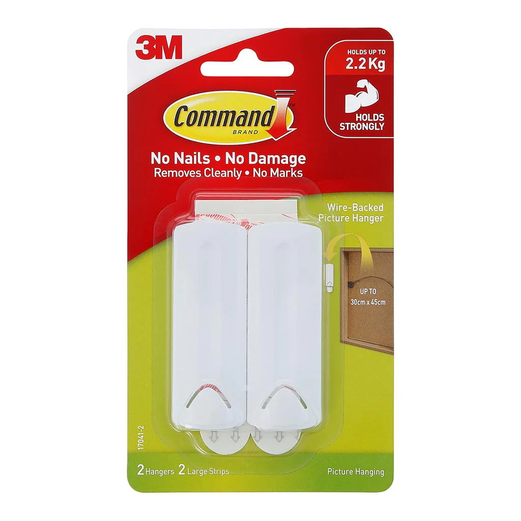 Command Large White Wire-Backed Picture Hanger Pack of 2 - Nail Gallerys