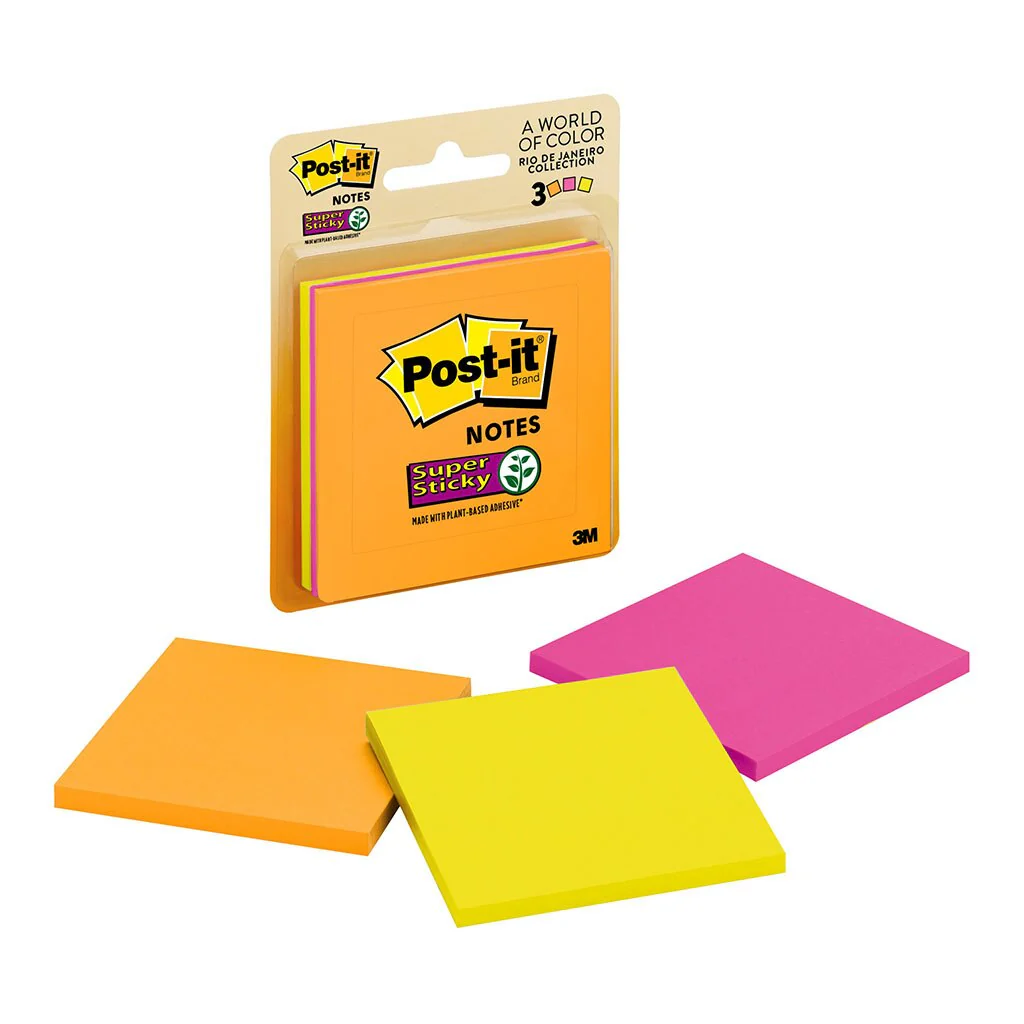 Post-it Super Sticky Notes 3321-ssau Rio Collection 76mmx76mm 45 Sheet Pads Pack Of 3 - Nail Gallerys