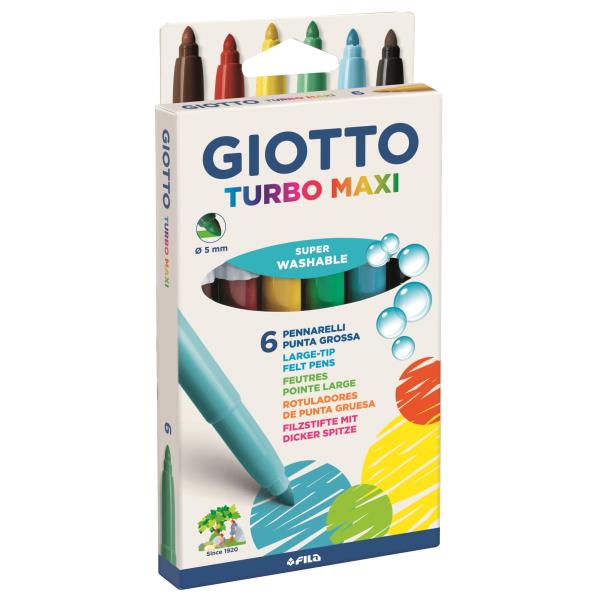 Giotto Turbo Maxi Assorted Felt Large-tip Pens Pack of 6 - Nail Gallerys
