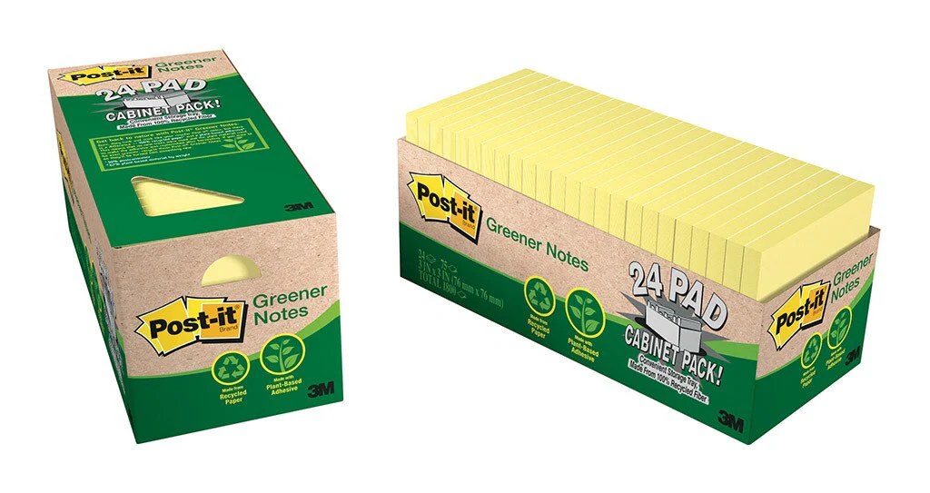Post-it Recycled Note Cabinet Pack 654r-24cp-cy Yellow 76x76mm 75 Sheet Pads Pack Of 24 - Nail Gallerys