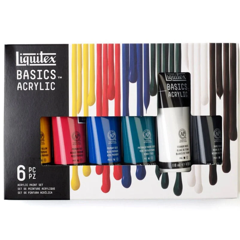 Liquitex Basics Acrylic Paints Set Of 6 X 118ml - Nail Gallerys