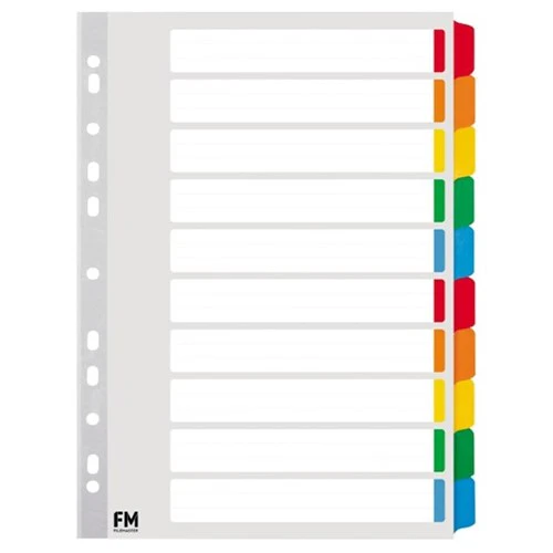 FM Indices A4 10 Tab Colour Reinforced Cardboard - Nail Gallerys