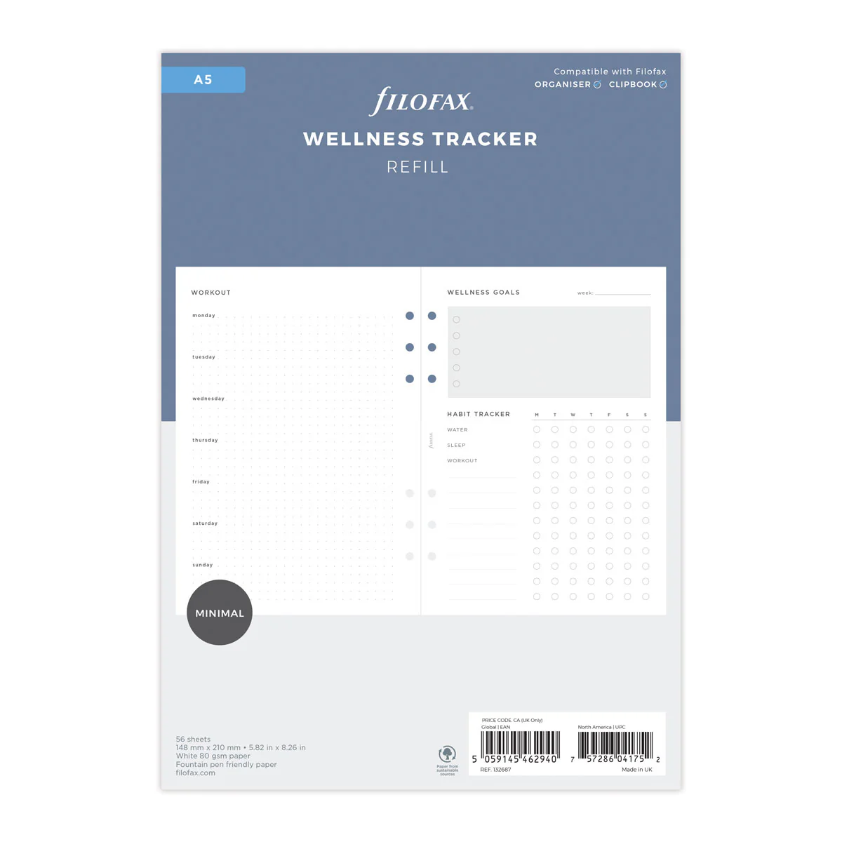 Filofax A5 Wellness Tracker Refill Pack - Nail Gallerys
