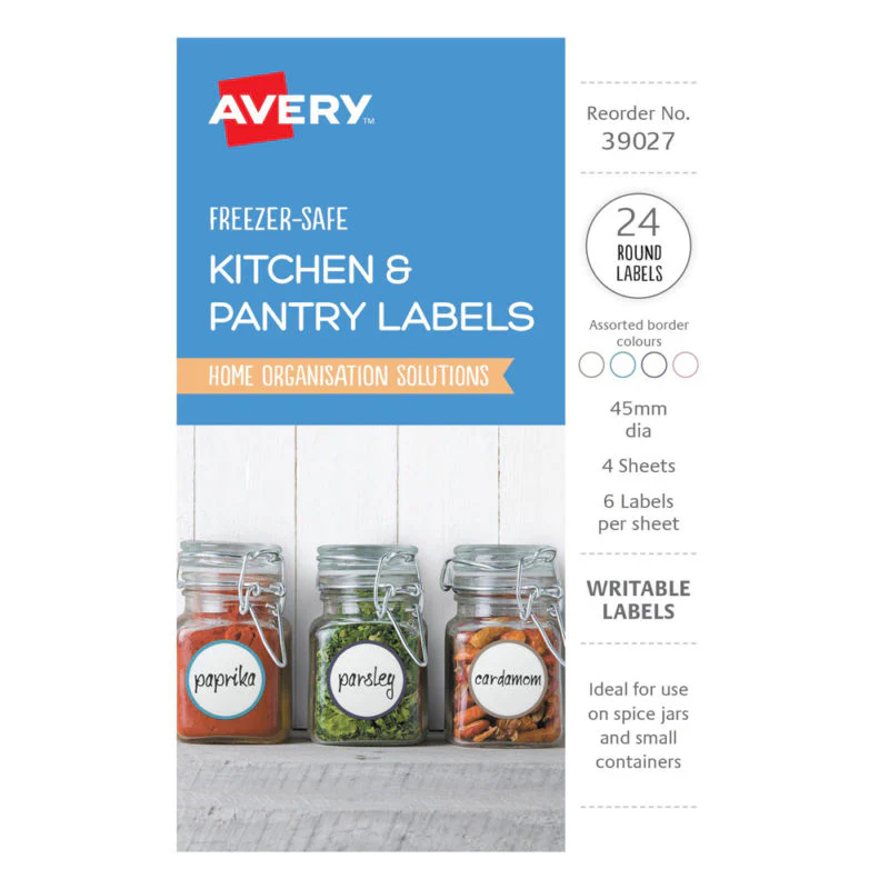 Avery Assorted Freezer Labels A6 Circle 45mm Diam 4 Sheets - Nail Gallerys