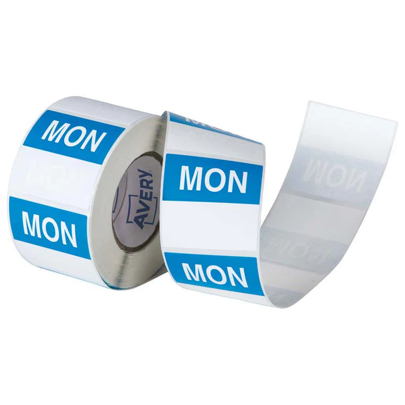 Avery Labels Monday Square Day 40x40mm Blue White 500 Roll - Nail Gallerys