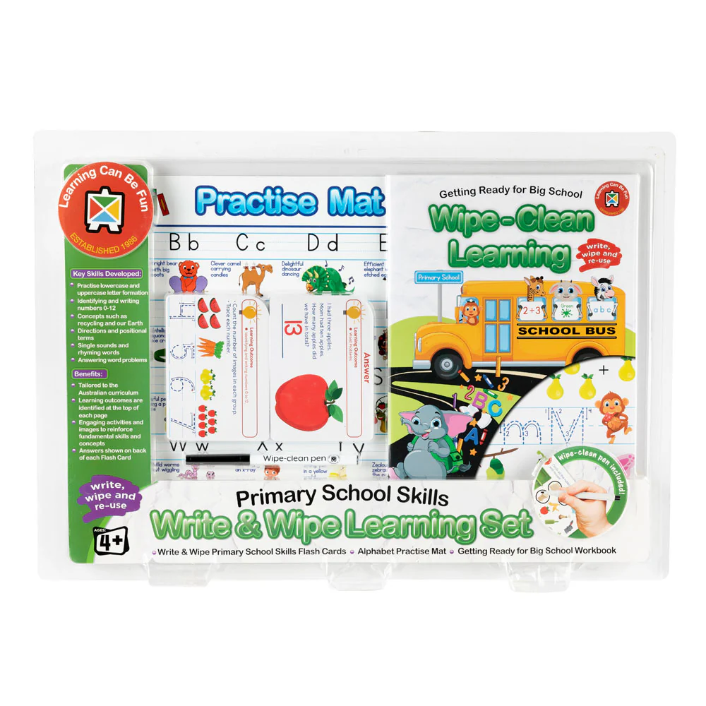 Learning Can Be Fun Write & Wipe Primary School Skills Learning Set - Nail Gallerys