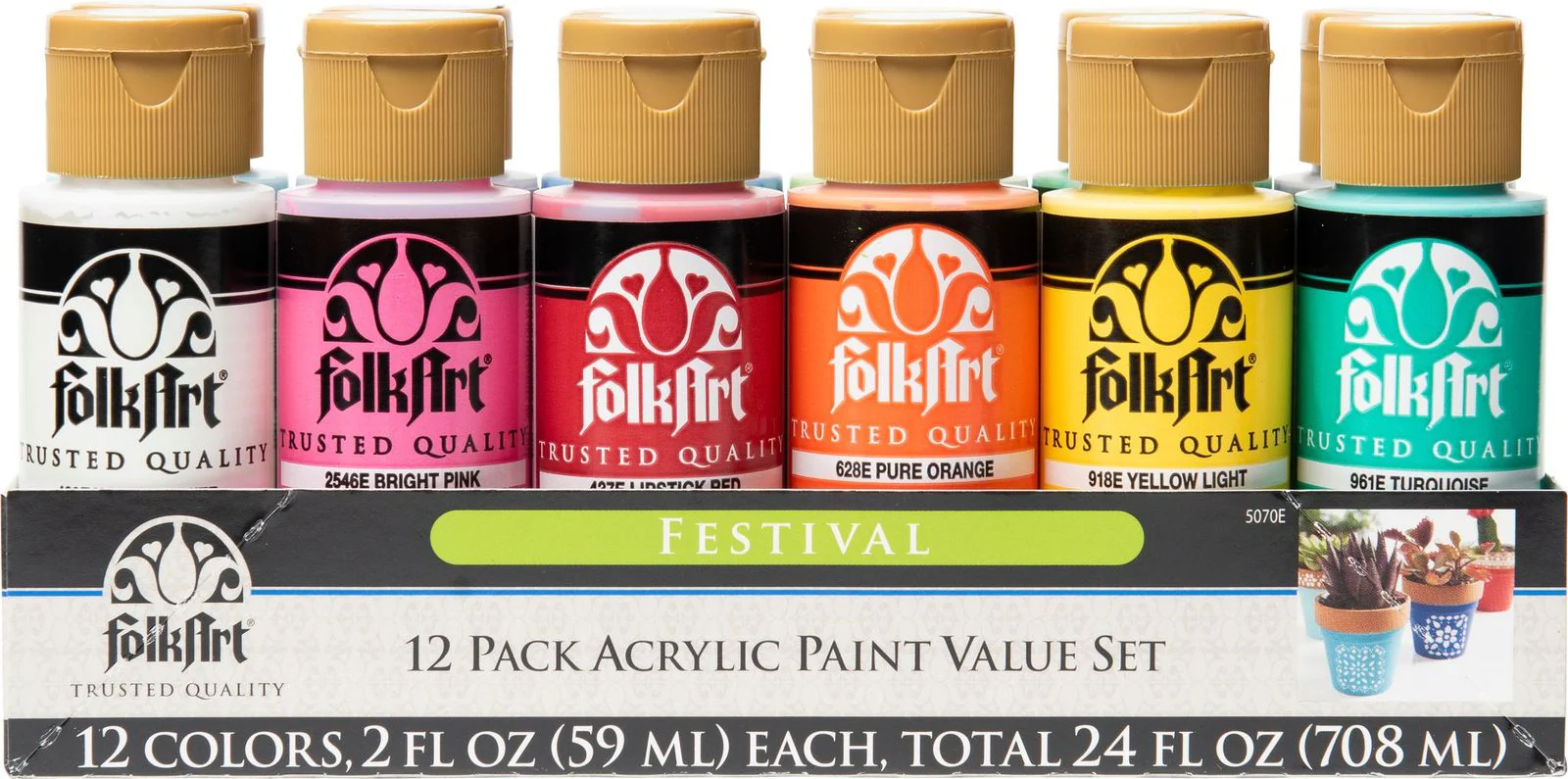FolkArt Acrylic 59ml Festival Paints - Set Of 12 - Nail Gallerys