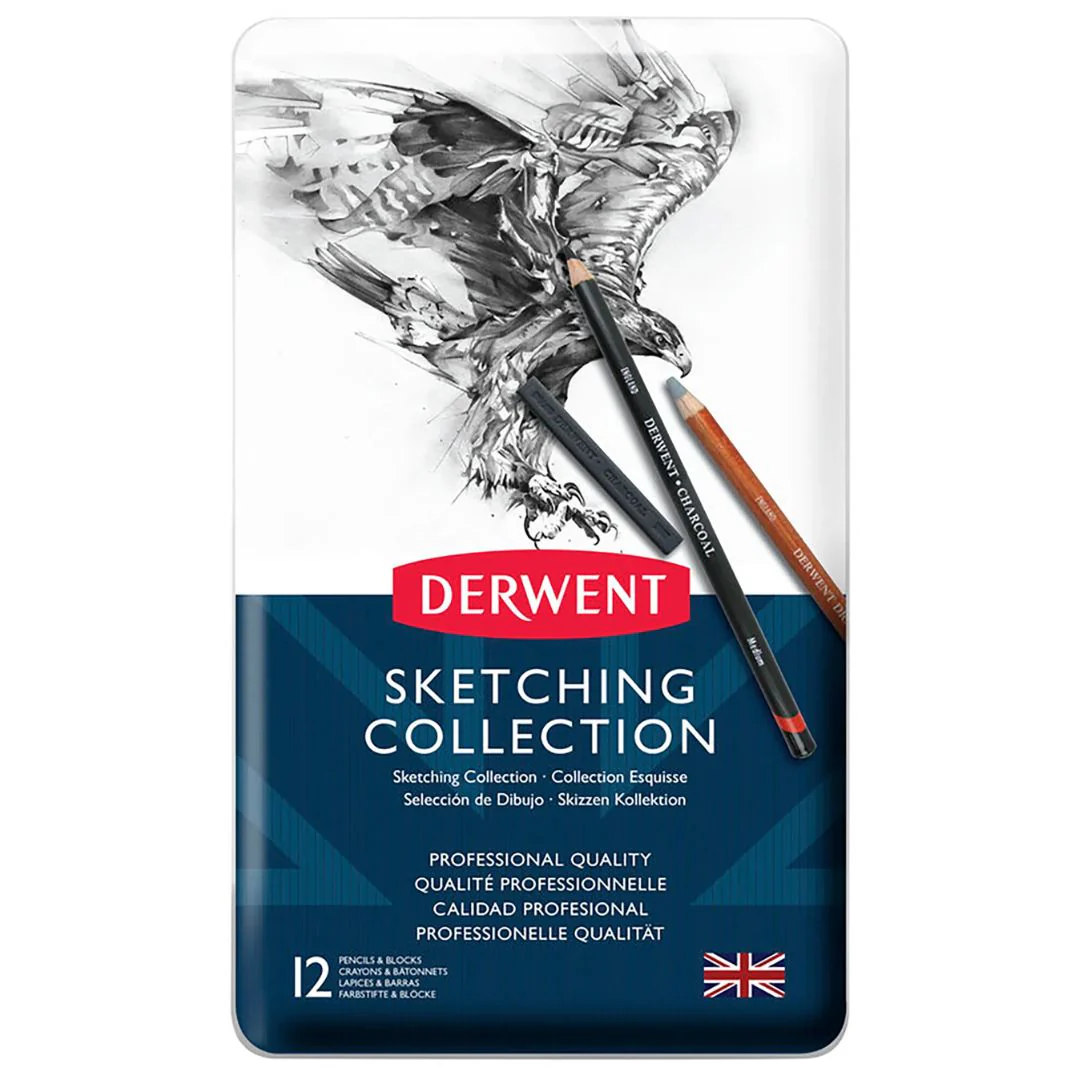 Derwent Pencils & Blocks Sketching Collection Tin of 12 - Nail Gallerys