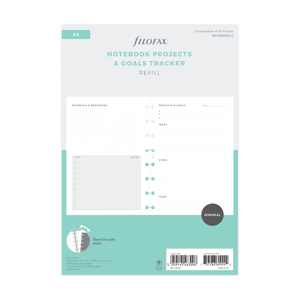 Filofax A5 Project Management Notebook Refill - Nail Gallerys