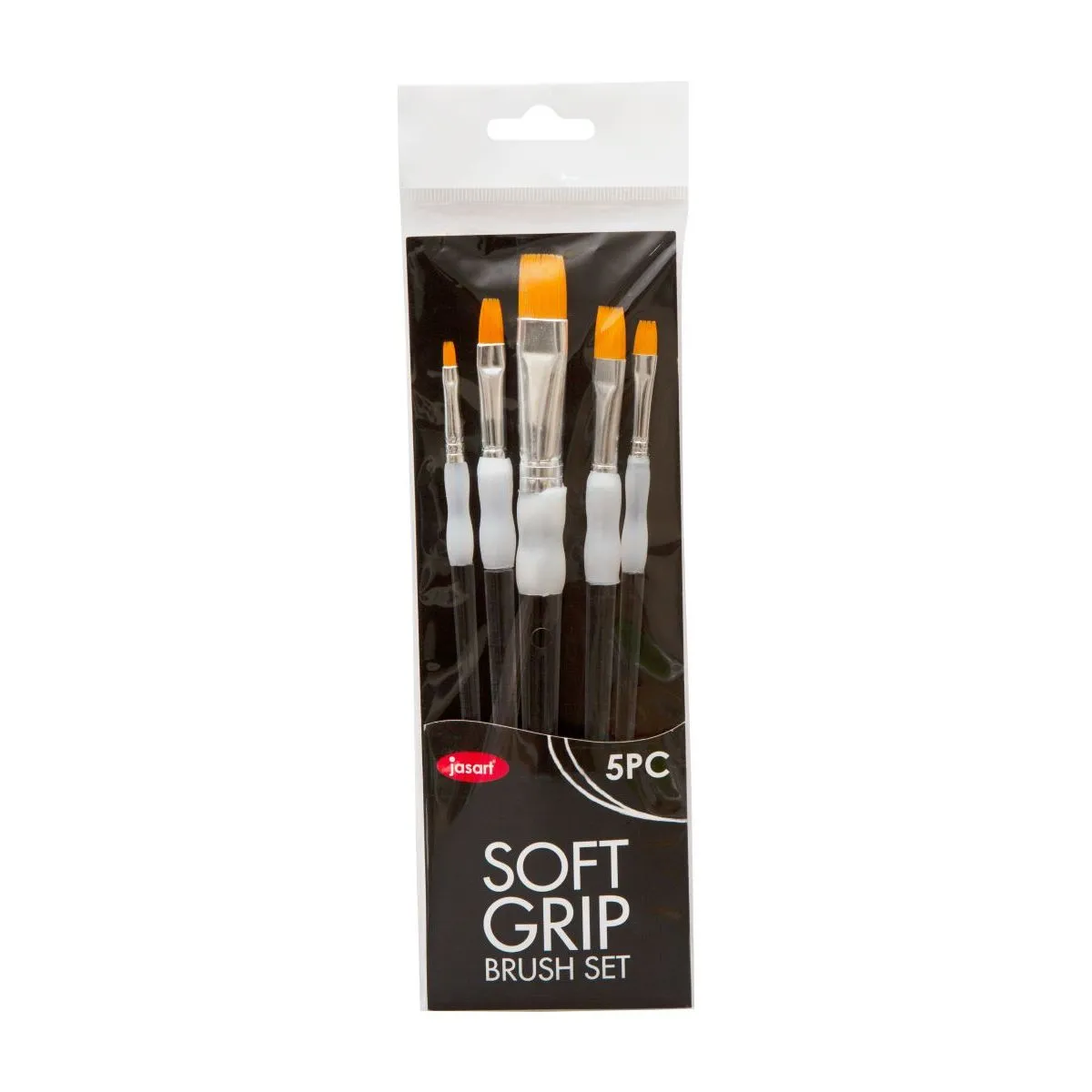 Jasart Soft Grip Gold Synthetic Flat Short Brushes Set Of 5 - Nail Gallerys