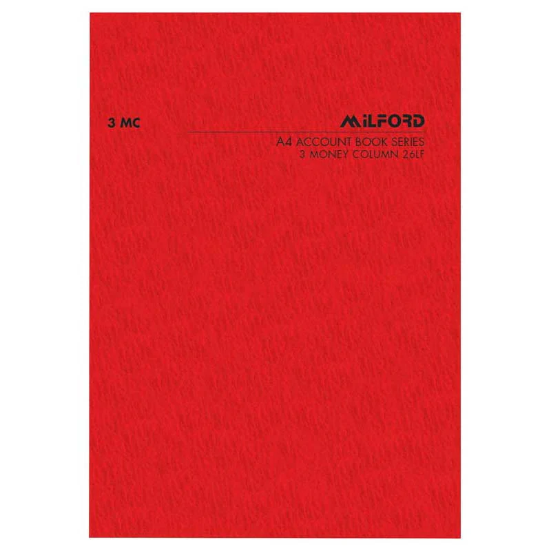 Milford A4 3 Money Column 26 Leaf Limp Account Book - Nail Gallerys