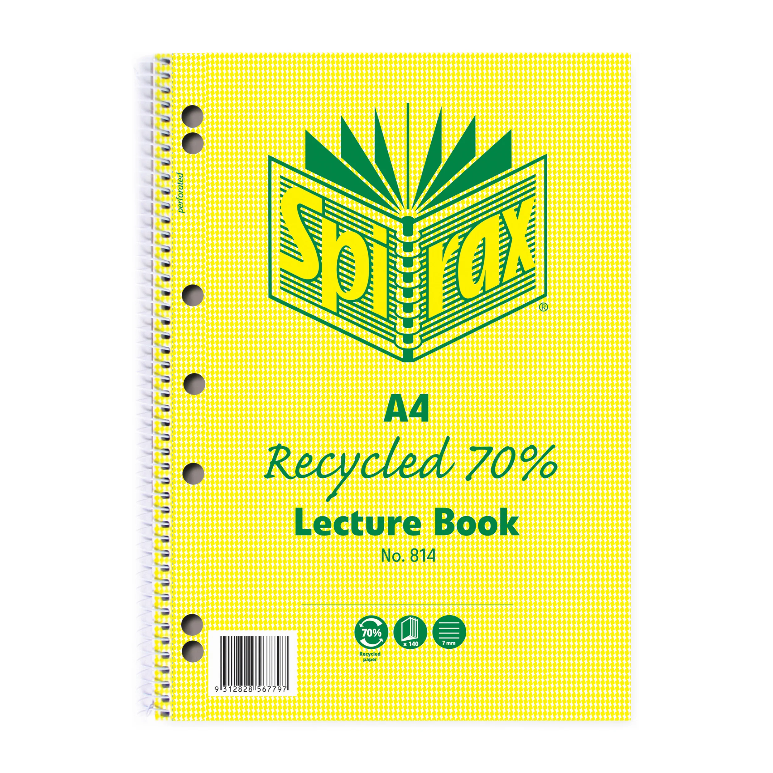 Spirax 814 Recycled Lecture Book A4 140 Page - Pack Of 5 - Nail Gallerys