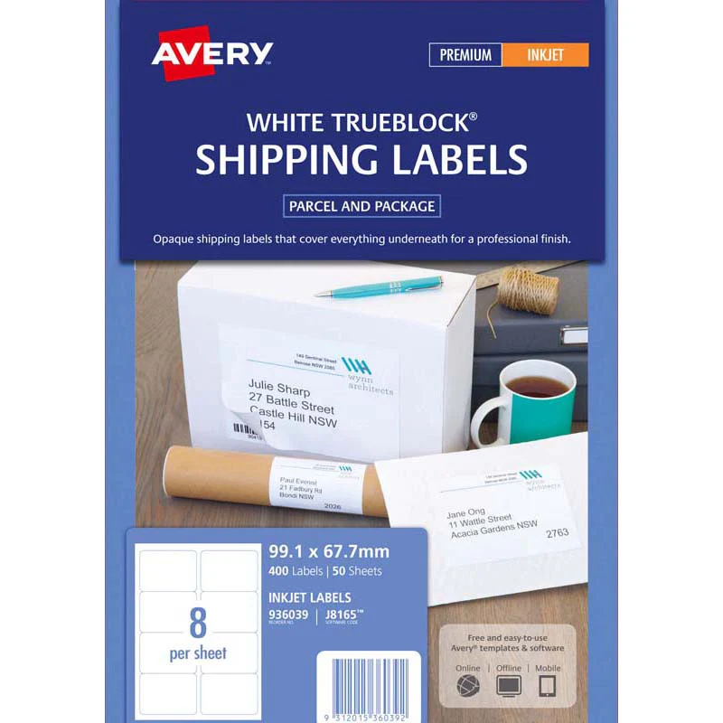Avery Shipping Inkjet Labels J8165-50 Inkjet 50 Sheets - Nail Gallerys
