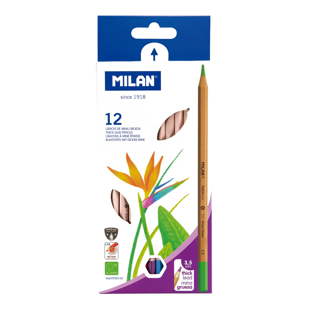 Milan Thick Lead Colouring Pencils Set of 12 - Nail Gallerys