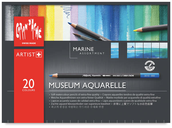 Caran d'Ache Museum Aquarelle Pencils Box Set of 20 Marine Colours - Nail Gallerys