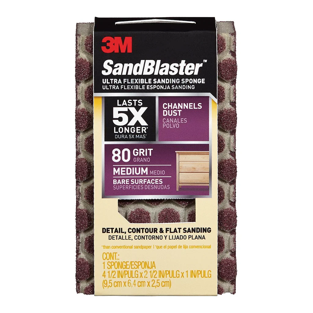 3M SandBlaster Maroon 80 Grit Sanding Sponge - Nail Gallerys