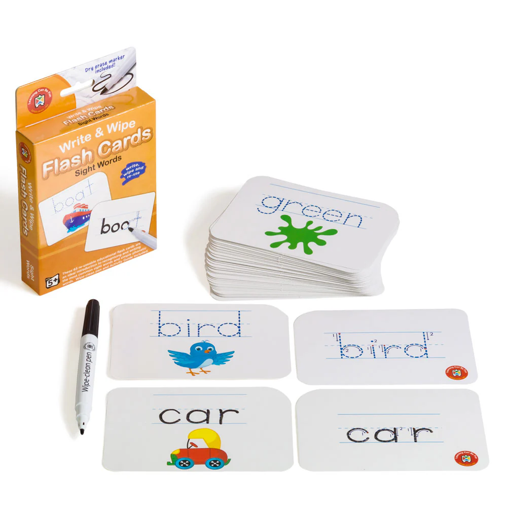 Learning Can Be Fun Write & Wipe Sight Words Flashcards With Marker - Nail Gallerys