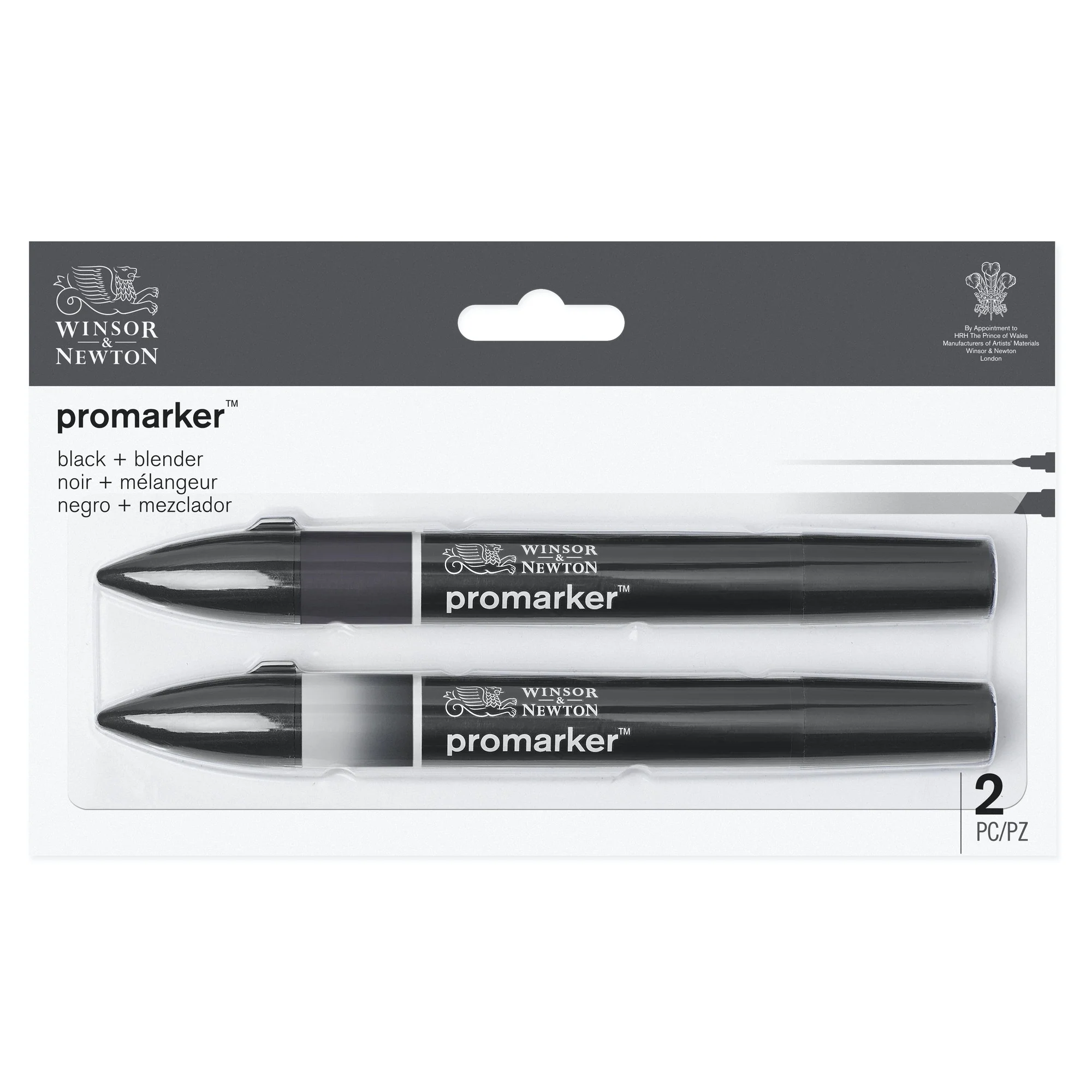 Winsor & Newton Promarker Black + Blender Set - Nail Gallerys