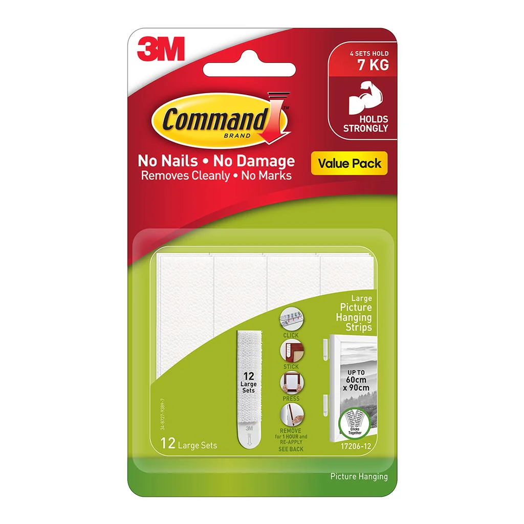 Command Large White Picture Hanging Strips Pack of 12 Sets - Nail Gallerys