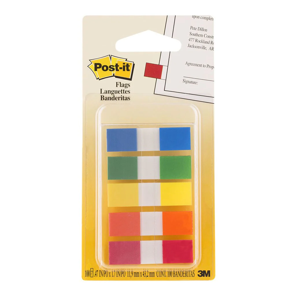 Post-it Flags 683-5cf Mini Assorted Portable Size 12x43mm Pack 100 - Nail Gallerys