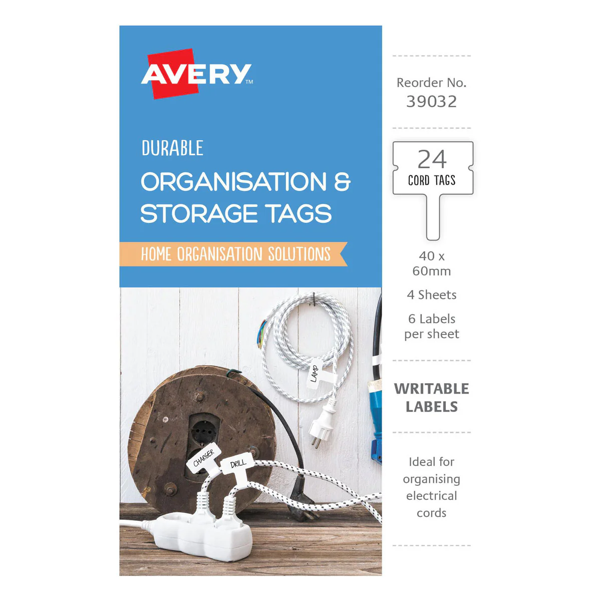 Avery Organisation & Storage Tags 40x60mm 6up 4 Sheets - Nail Gallerys