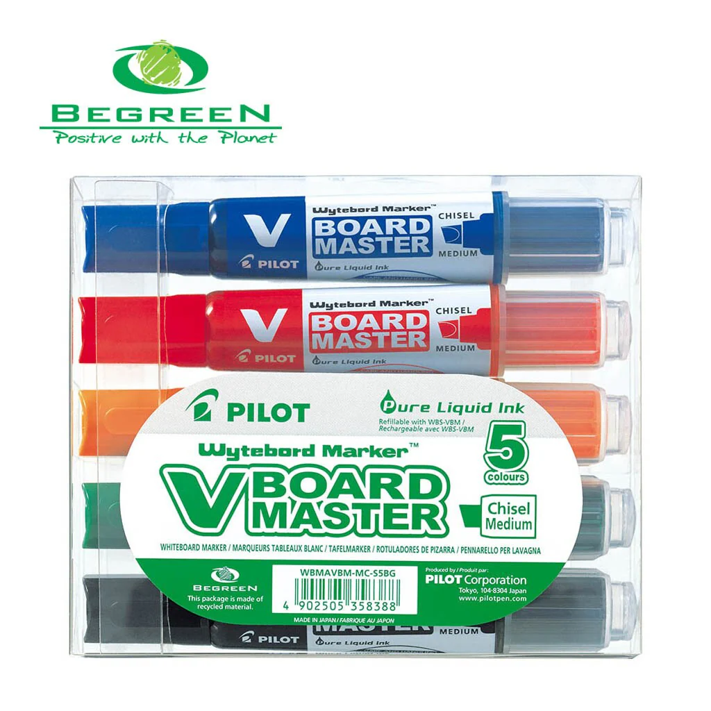 Pilot Begreen V Board Whiteboard Marker Chisel Assorted Pack Of 5 - Nail Gallerys