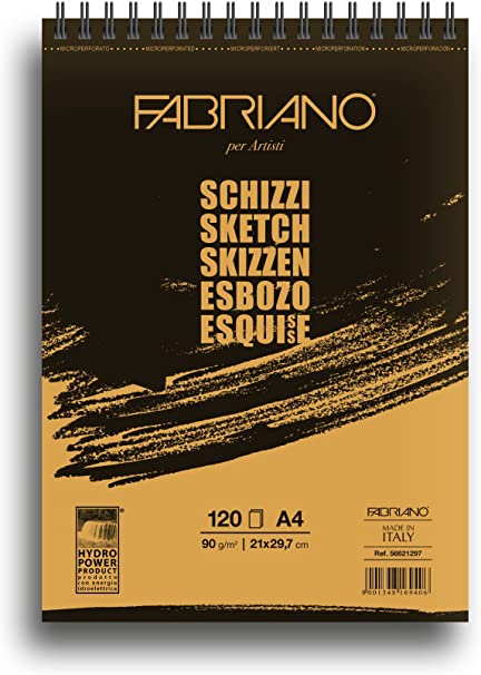 Fabriano Schizzi Spiral (short Side) 90gsm A4 120 Sheet Pad - Nail Gallerys