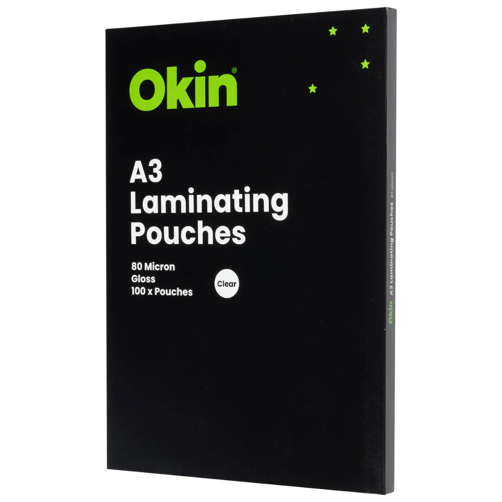 Okin Laminating Pouches A3 Gloss 80mic Packs - Nail Gallerys