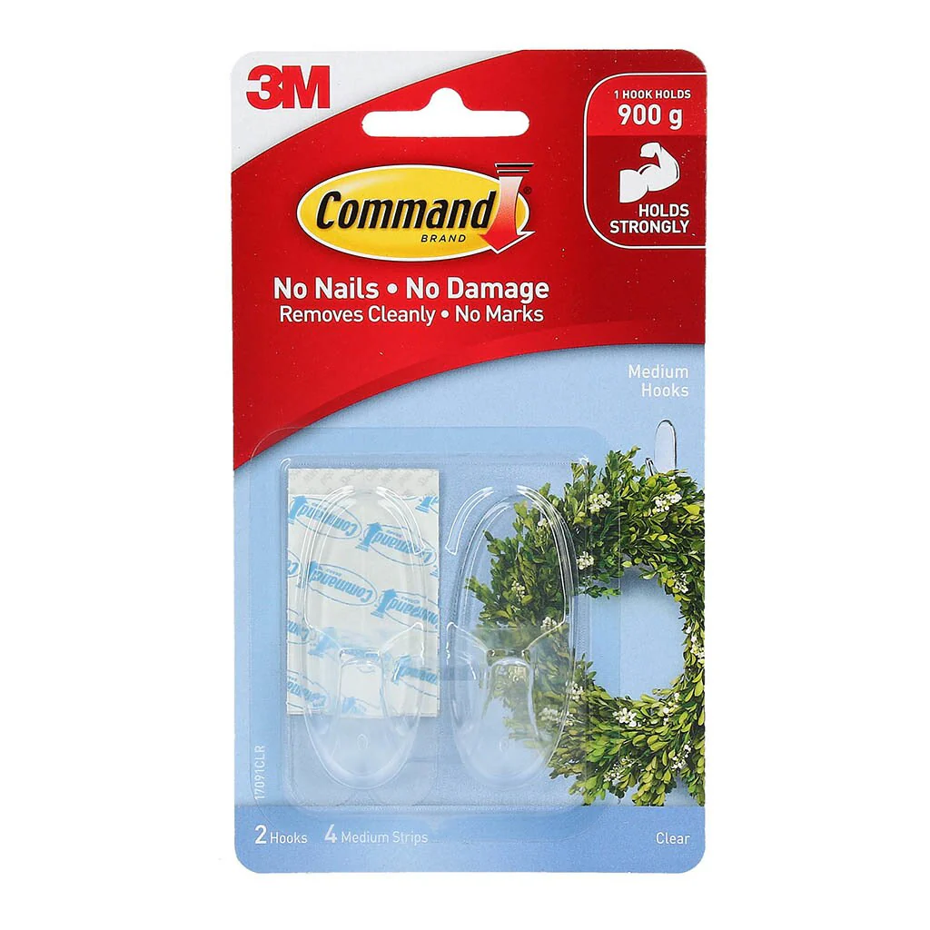 Command Hook 17091clr Medium Clear Pack Of 2 - Nail Gallerys