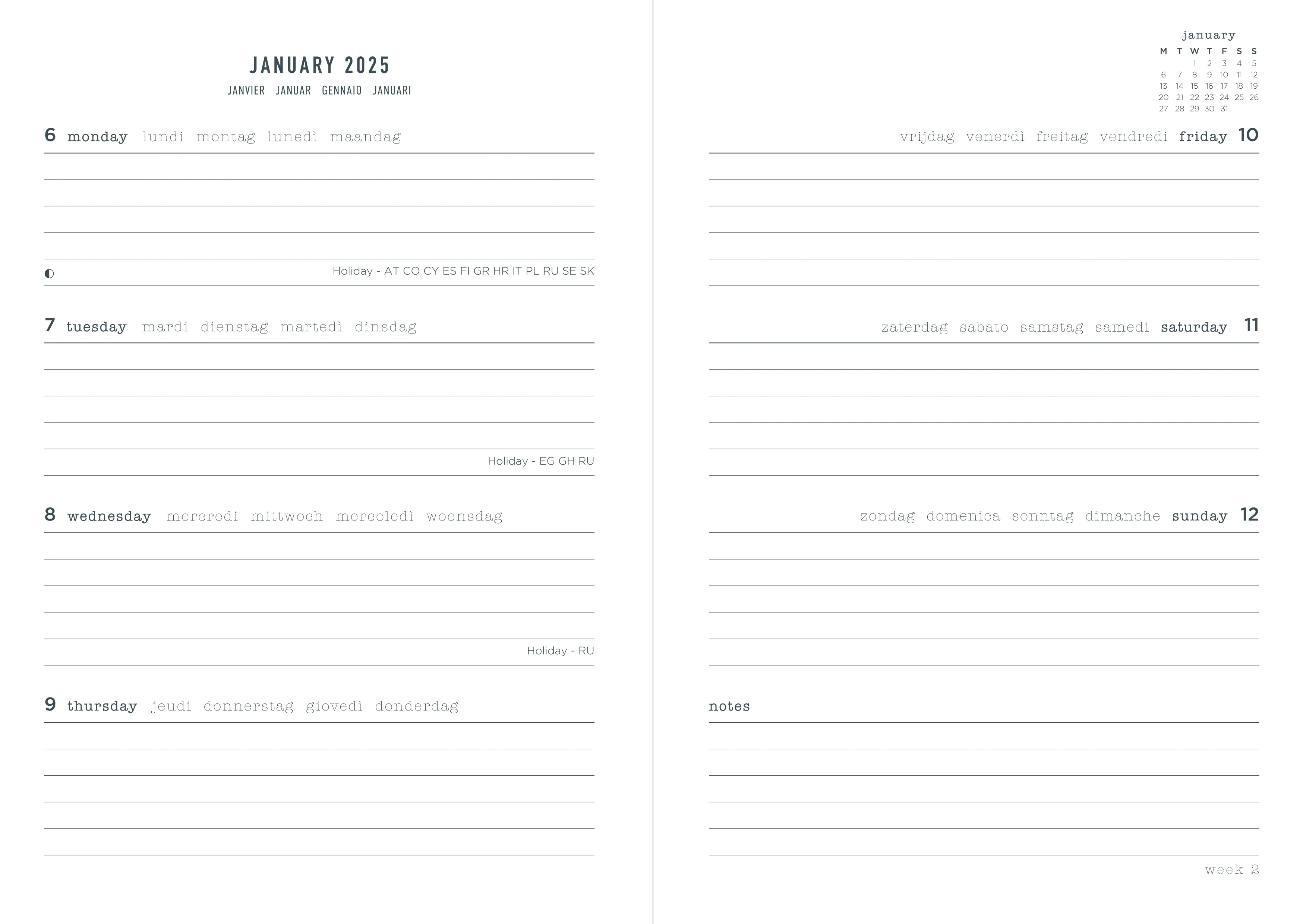 Letts of London Spring Valley A5 Week to View Diaries - Nail Gallerys