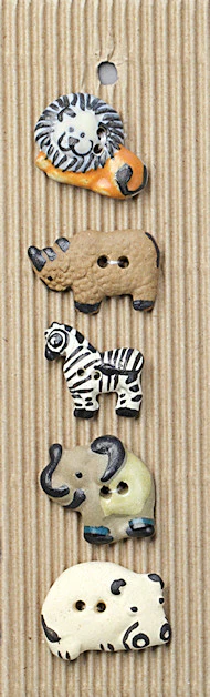 Incomparable Buttons - Assorted Animals - Card of 5 - Nail Gallerys