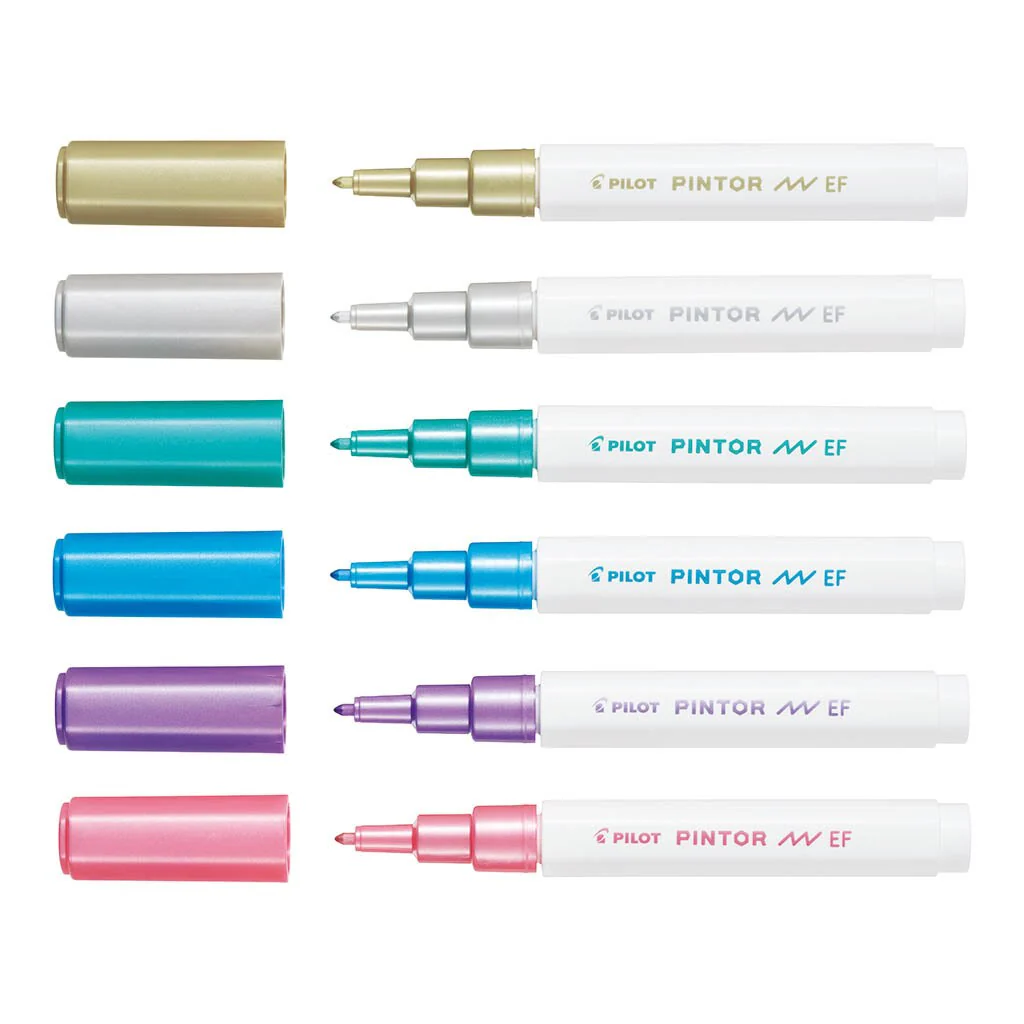 Pilot Pintor Markers Extra Fine Set of 6 - Metallic - Nail Gallerys