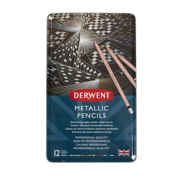 Derwent Metallic Pencils Tin Of 12 - Nail Gallerys