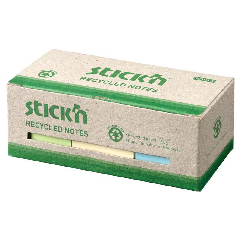 Stick'n Recycled Notes 38x50mm 100 Sheet Assorted Box Of 12 - Nail Gallerys
