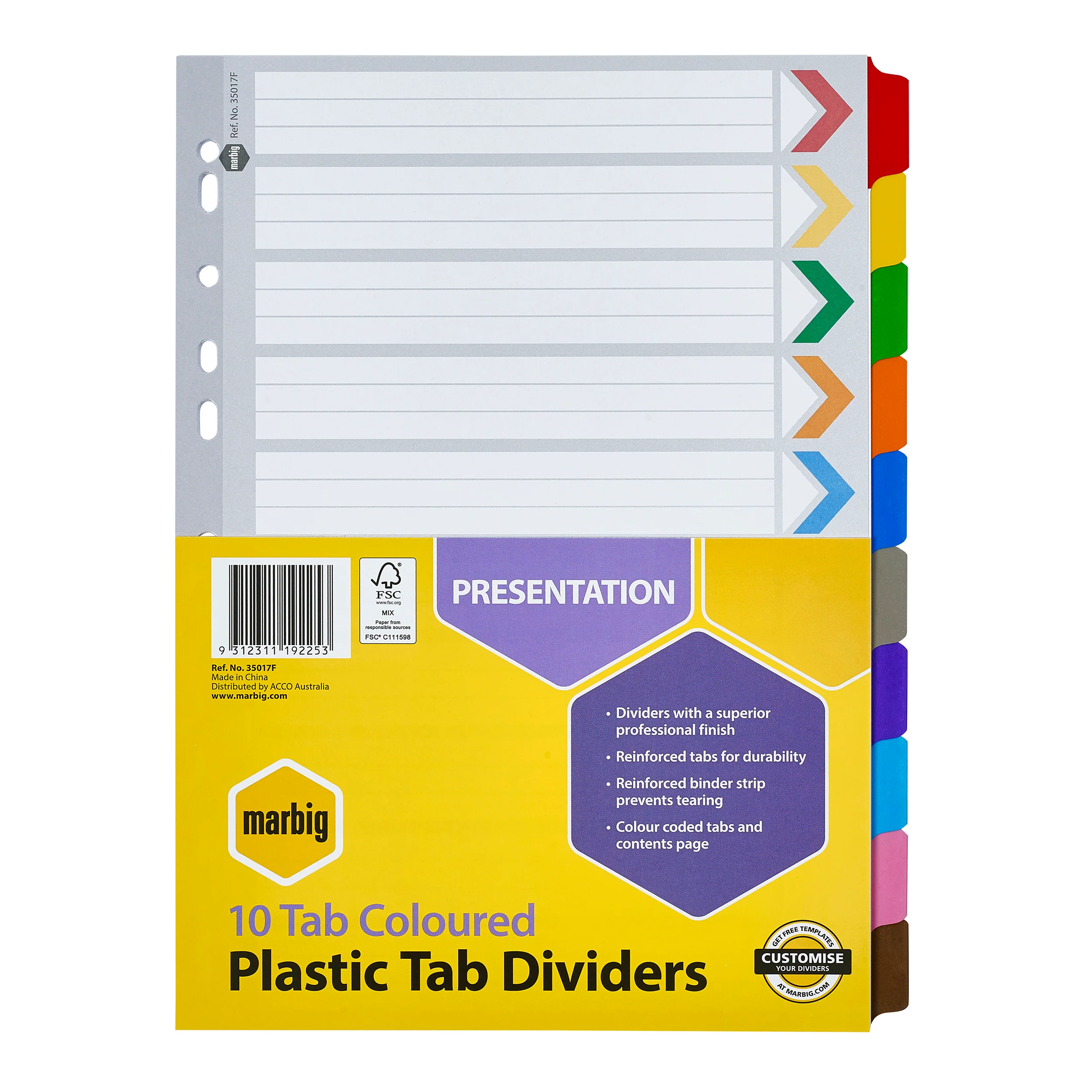 Marbig Indices & Dividers Reinforced A4 Colour - Nail Gallerys