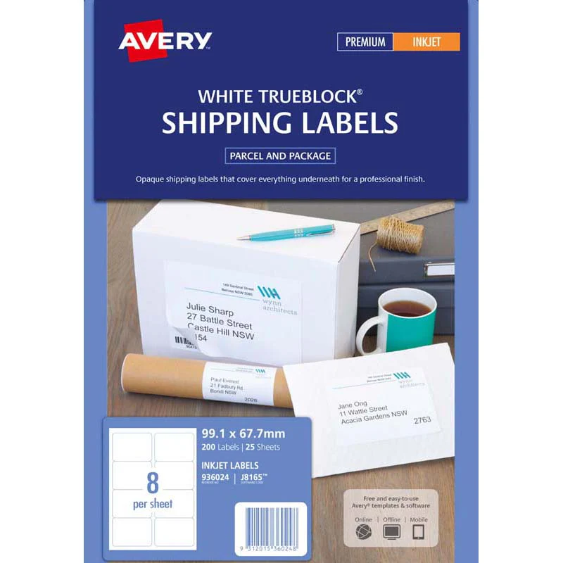 Avery Shipping Inkjet Label J8165-25 Inkjet 25 Sheets - Nail Gallerys