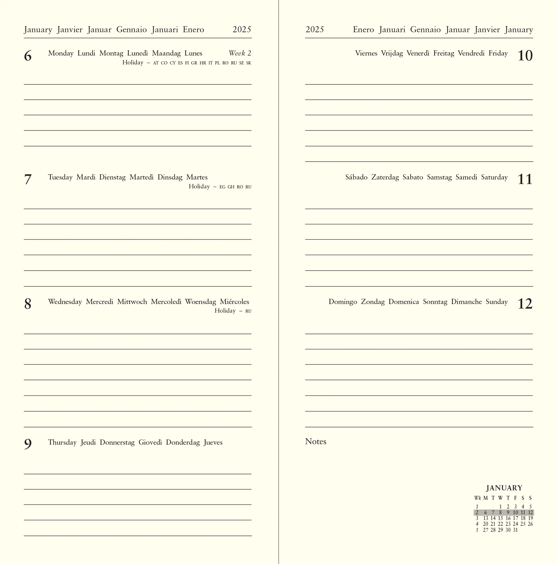 Letts of London Baroque Slim Week to View Diaries - Nail Gallerys