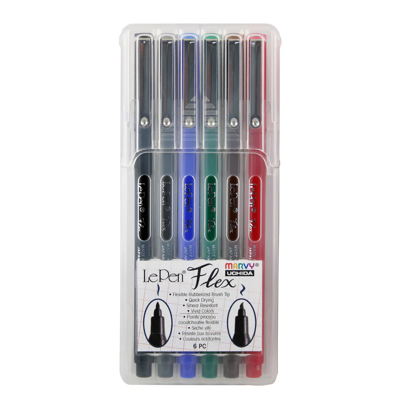 Marvy Le Pen Flex Primary Pens Set Of 6 - Nail Gallerys
