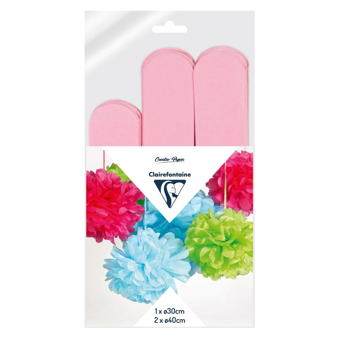 Clairefontaine Pink Crepe Pompoms Pack of 3 - Nail Gallerys
