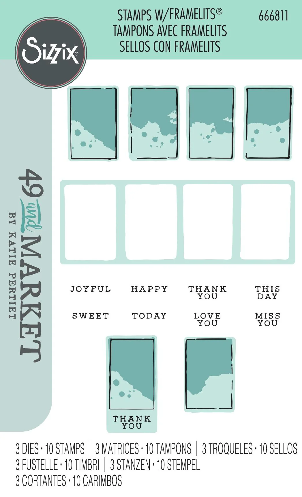 Sizzix By 49 And Market Clear Stamps with Framelits Dies Painted Palettes 13 Pieces - Nail Gallerys