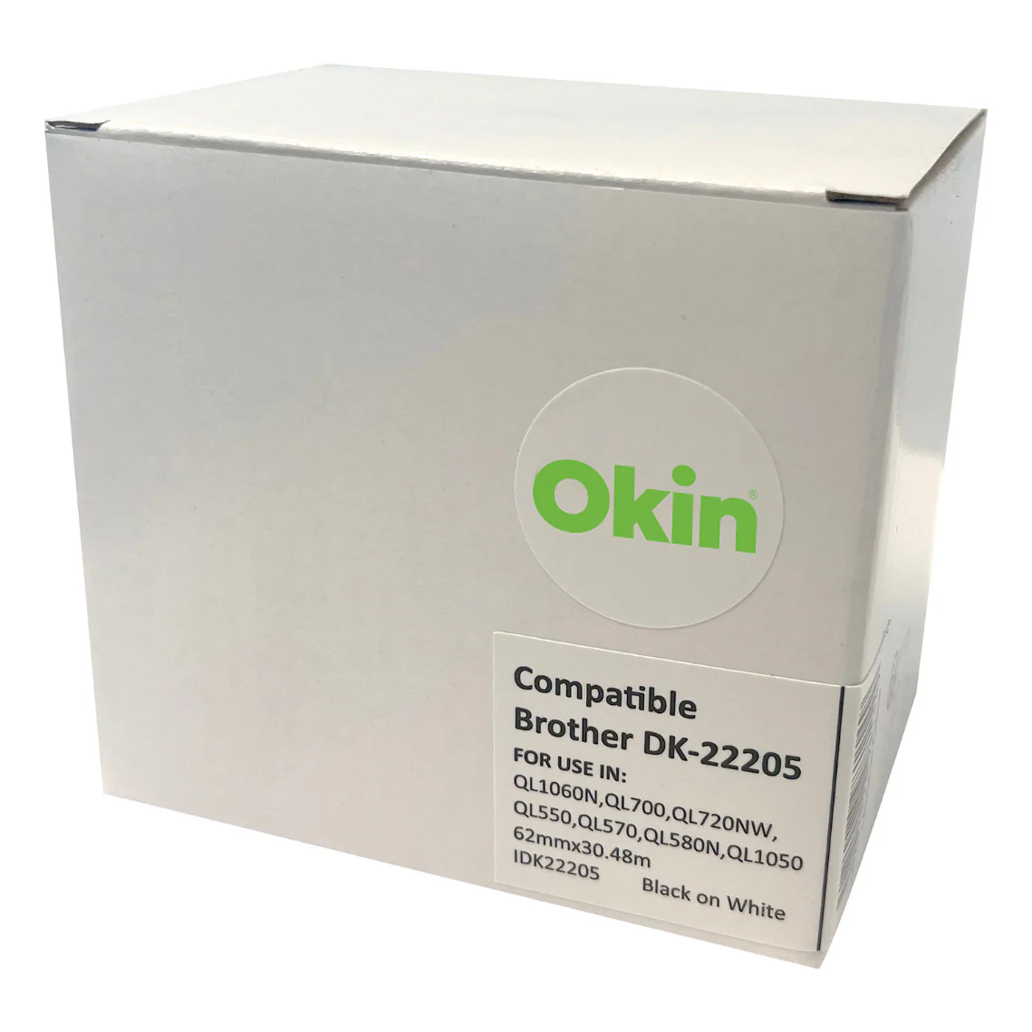 Okin Compatible Brother DK Paper Tape Black on White - Nail Gallerys