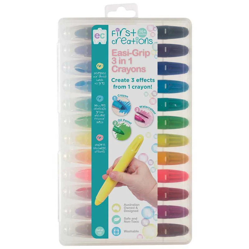 EC First Creations Easi Grip 3-In-1 Washable Crayons Set Of 12 - Nail Gallerys