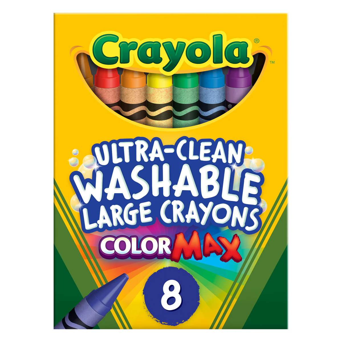 Crayola Ultra-Clean Washable Large Crayons Pack of 8 - Nail Gallerys