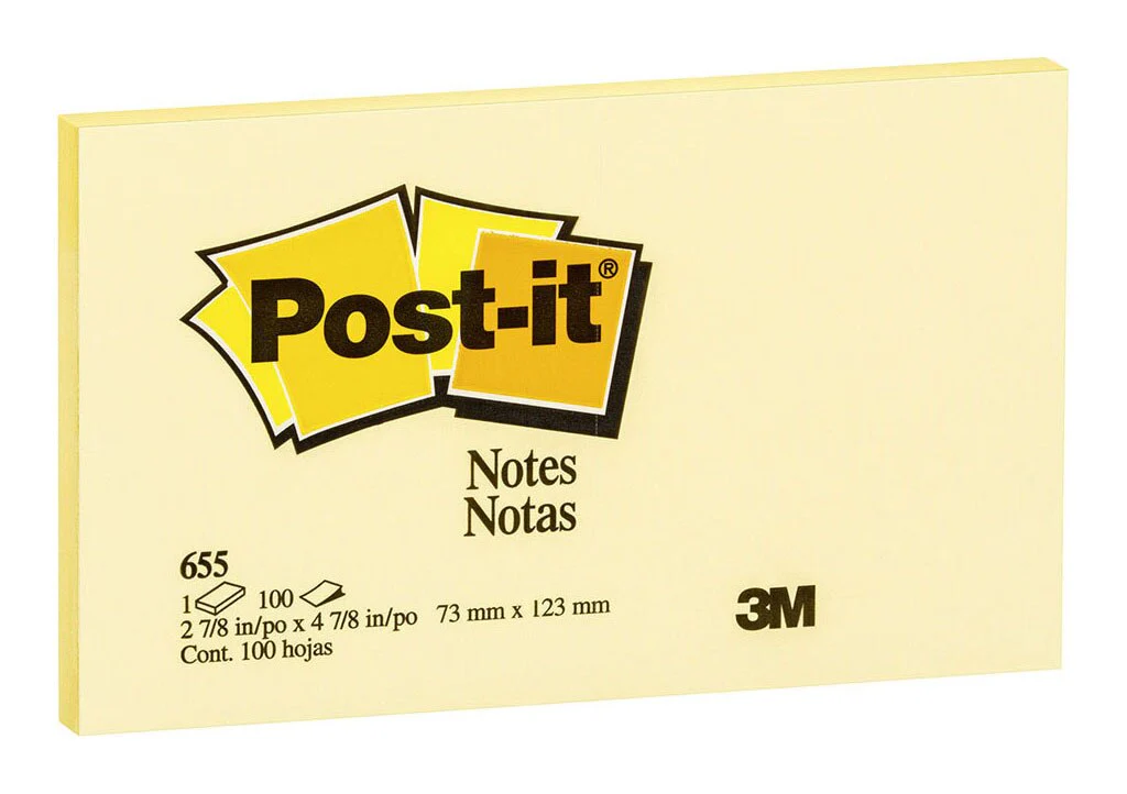 Post-it Notes Yellow 655-y Size 76mm X 127mm 100 Sheet Pads - Nail Gallerys