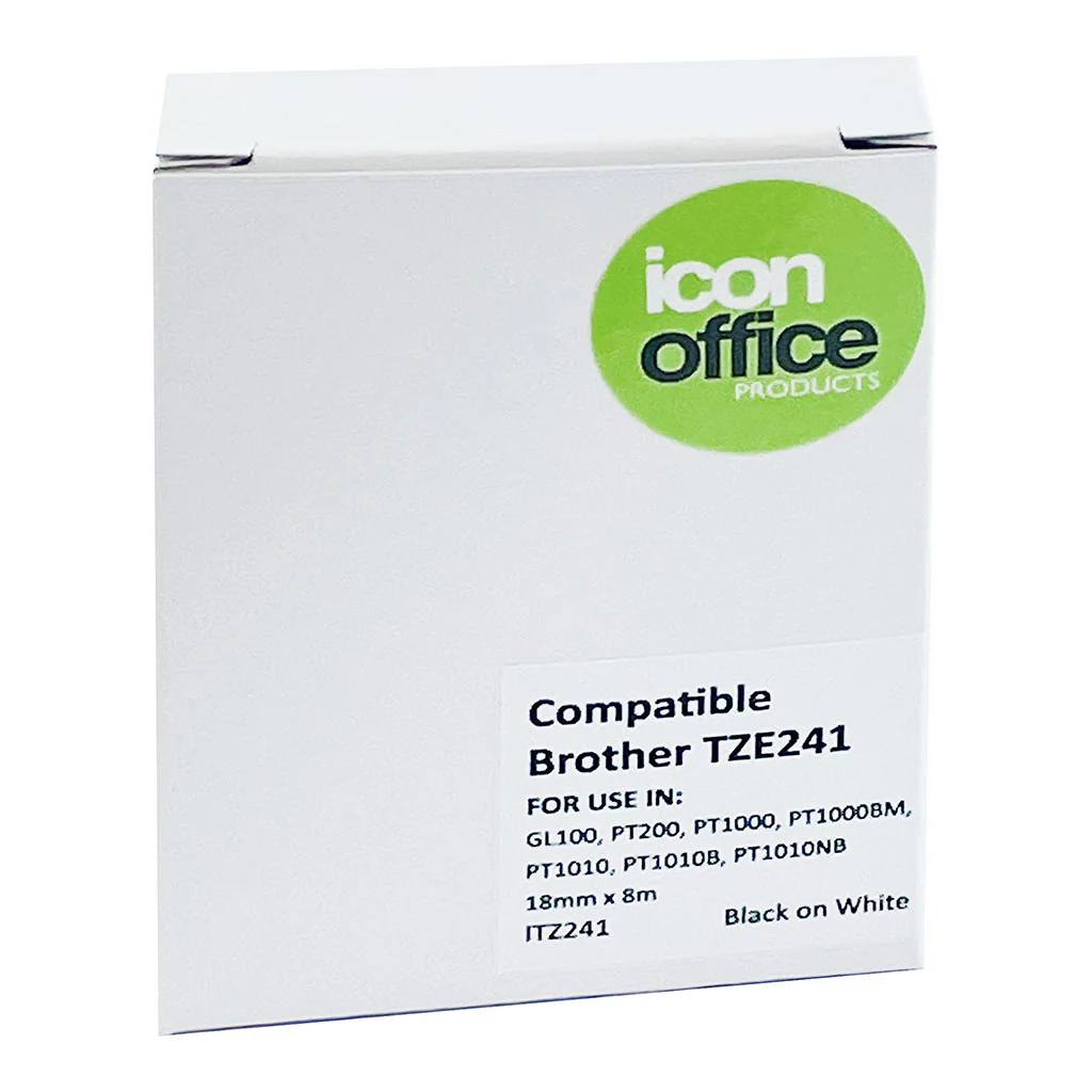 Icon Compatible Brother TZ Tape 18mm Black on White - Nail Gallerys