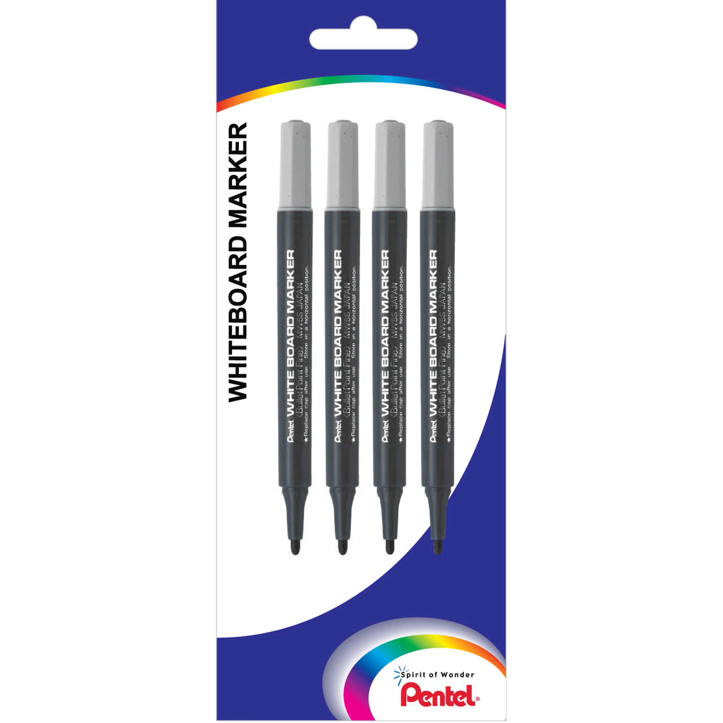 Pentel Whiteboard Marker Small Barrel MW5S 1.3mm Black Pack Of 4 - Nail Gallerys